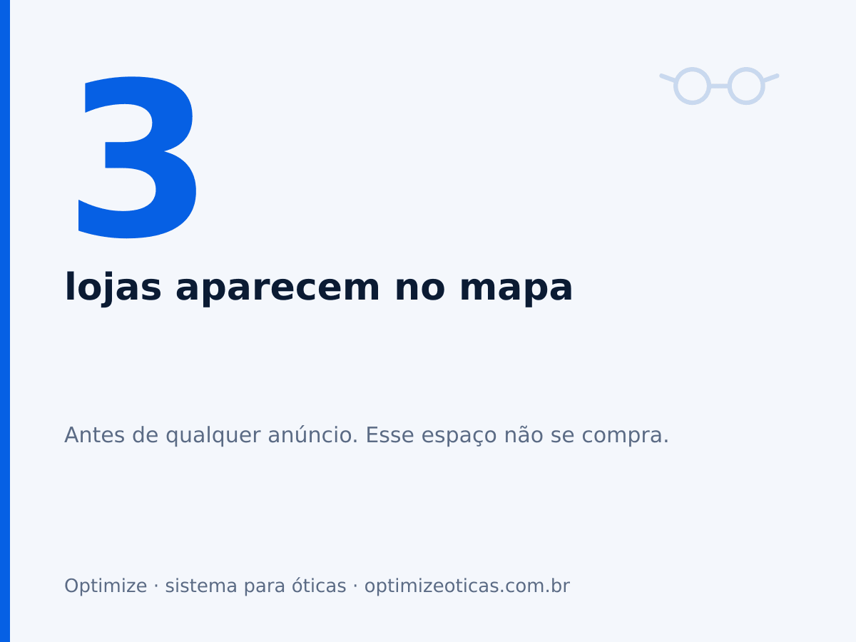 3 lojas aparecem no mapa. Antes de qualquer anúncio. Esse espaço não se compra.